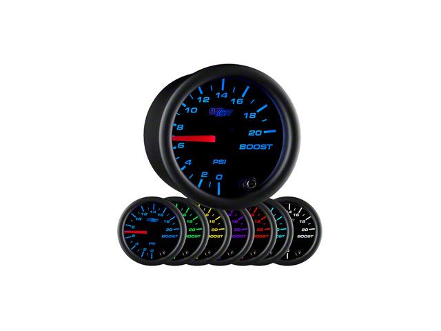 20 PSI Boost Gauge; Black 7 Color (Universal; Some Adaptation May Be Required)