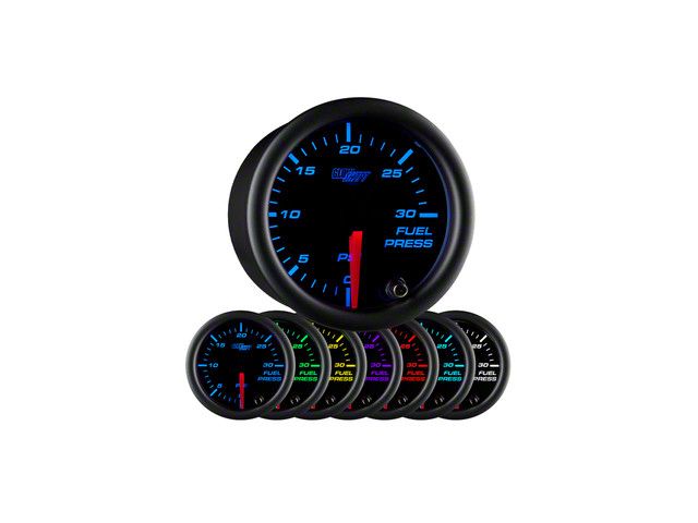 30 PSI Fuel Pressure Gauge; Tinted 7 Color (Universal; Some Adaptation May Be Required)