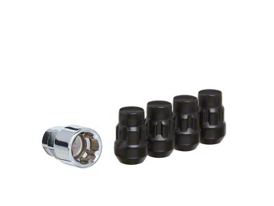 Black Acorn Wheel Locks; M12x1.5; Set of 4 (21-24 Bronco Sport)