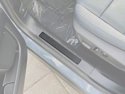 Front Door Sill Accent Trim; Domed Carbon Fiber (21-24 Bronco Sport)