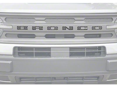 Front Grille Letters Overlays; Reflective Black Topo (21-24 Bronco Sport)