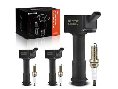 Ignition Coil Set with Iridium Spark Plugs; Black (21-25 1.5L EcoBoost Bronco Sport)