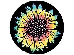 Tie Dye Sunflower Spare Tire Cover with Camera Cutout; Black (21-25 Bronco)