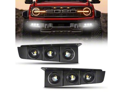 Triple LED Fog Light Kit; White (21-25 Bronco w/ Modular Front Bumper)