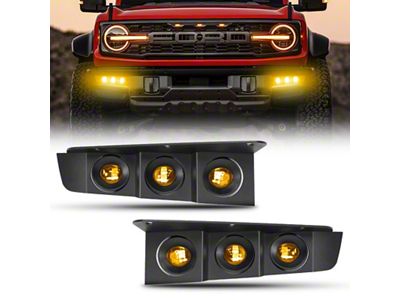 Triple LED Fog Light Kit; Yellow (21-25 Bronco w/ Modular Front Bumper)