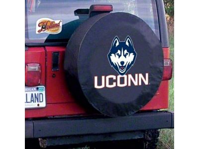 University of Connecticut Spare Tire Cover with Camera Port; Black (21-24 Bronco)
