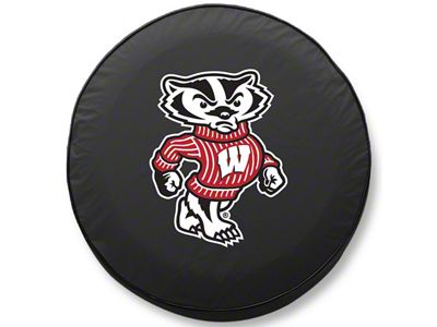 University of Wisconsin Bucky Spare Tire Cover with Camera Port; Black (21-24 Bronco)