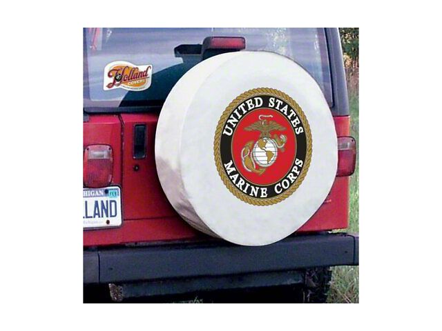 U.S. Marine Corps Spare Tire Cover with Camera Port; White (21-24 Bronco)