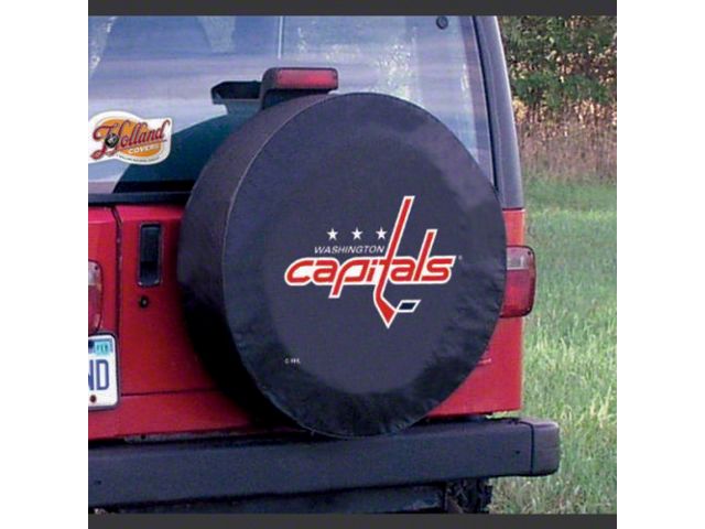 Washington Capitals Spare Tire Cover with Camera Port; Black (21-24 Bronco)