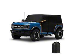 Weatherproof 420D Oxford Cloth Full Cab Cover; Black with Orange Reflective Strips (21-25 Bronco 4-Door)