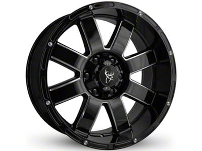 Buck Commander 8 Point Gloss Black Milled Edges Wheel; 20x9; -12mm Offset (17-24 Titan)