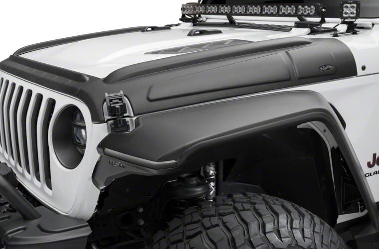 Bushwacker Jeep Wrangler Trail Armor Hood Guard; Matte Black 14129 (07 ...