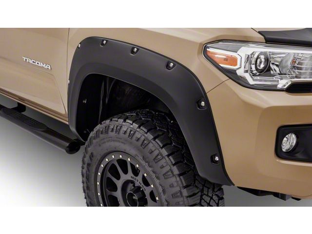 Bushwacker Pocket Style Fender Flares; Front; Matte Black (16-23 Tacoma)