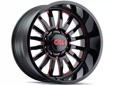 Cali Off-Road Summit Gloss Black with Red Milled Spokes 6-Lug Wheel; 20x9; 0mm Offset (05-15 Tacoma)