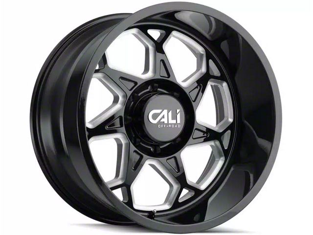 Cali Off-Road Sevenfold Gloss Black Milled 6-Lug Wheel; 24x12; -51mm Offset (2024 Tacoma)