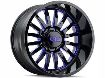 Cali Off-Road Summit Gloss Black with Blue Milled Spokes 6-Lug Wheel; 22x12; -51mm Offset (2024 Tacoma)