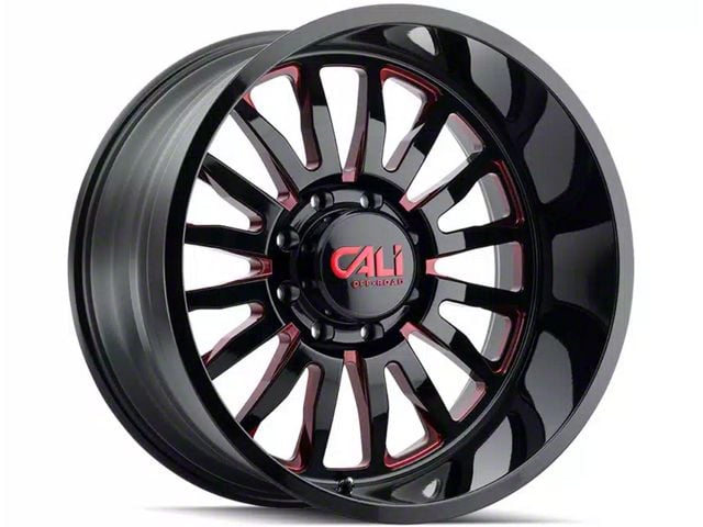 Cali Off-Road Summit Gloss Black with Red Milled Spokes 6-Lug Wheel; 20x10; -25mm Offset (2024 Tacoma)