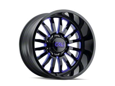 Cali Off-Road Summit Gloss Black Milled with Prism Blue 6-Lug Wheel; 20x10; -25mm Offset (22-24 Bronco Raptor)