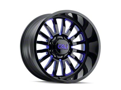 Cali Off-Road Summit Gloss Black Milled with Prism Blue 6-Lug Wheel; 24x14; -76mm Offset (22-24 Bronco Raptor)