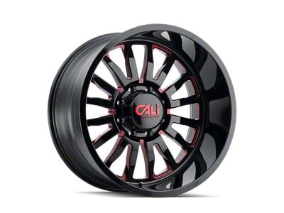 Cali Off-Road Summit Gloss Black Milled with Prism Red 6-Lug Wheel; 20x12; -51mm Offset (22-24 Bronco Raptor)