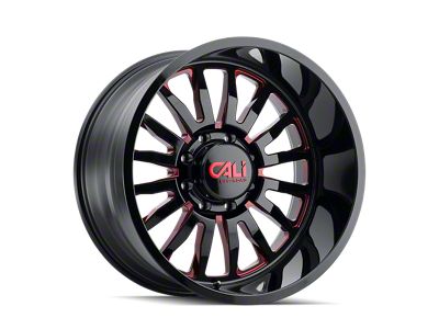 Cali Off-Road Summit Gloss Black Milled with Prism Red 6-Lug Wheel; 24x14; -76mm Offset (21-25 Bronco, Excluding Raptor)