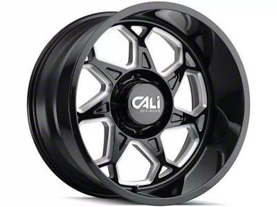 Cali Off-Road Sevenfold Gloss Black Milled 6-Lug Wheel; 22x12; -51mm Offset (16-24 Titan XD)