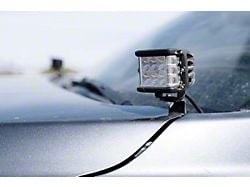 Cali Raised LED 27W Side Shooter LED Lights with Ditch Mounting Brackets and Small Blue Backlight Switch (16-23 Tacoma)