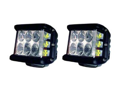 Cali Raised LED 27W Side Shooter LED Pod Lights with Low Profile Hood Hinge Mounting Brackets (05-15 Tacoma)