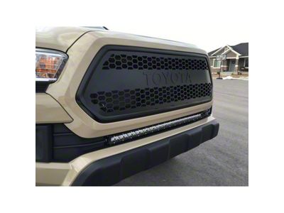 Cali Raised LED 32-Inch Single Row LED Light Bar with Lower Bumper Flush Mounting Brackets and Small Blue Backlight Switch; Combo Beam (16-23 Tacoma)