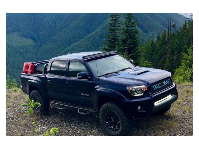 Cali Raised LED 32-Inch LED Light Bar with Lower Bumper Flush Mounting Brackets and Amber Backlight Switch; Spot Beam (05-15 Tacoma)