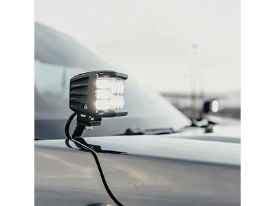 Cali Raised LED 3.50-Inch Round Cannon LED Pod Lights with Low Profile Ditch Light Mounting Brackets and OEM Square Style Switch (2024 Tacoma)