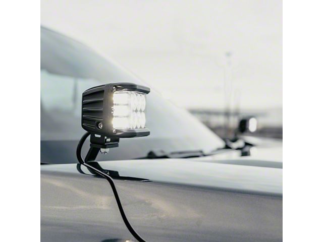 Cali Raised LED 3x2-Inch 18W Amber LED Lights with Low Profile Ditch Light Mounting Brackets (2024 Tacoma)