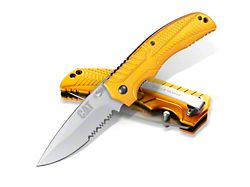 CAT 8-Inch Drop Point Serrated Folding Knife (Universal; Some Adaptation May Be Required)