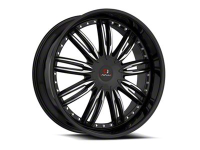 Cavallo CLV-54 Gloss Black and Machined Wheel; 22x8.5; 38mm Offset (84-01 Jeep Cherokee XJ)