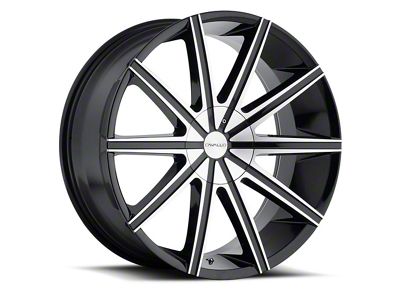 Cavallo CLV-9 Gloss Black and Machined Wheel; 22x9.5; 15mm Offset (99-04 Jeep Grand Cherokee WJ)