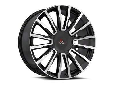 Cavallo CLV-47 Gloss Black and Machined Wheel; 22x8.5; 38mm Offset (87-95 Jeep Wrangler YJ)