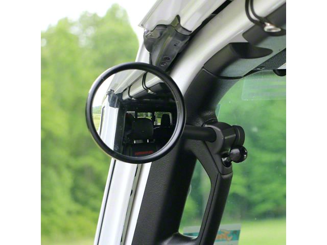 CMM Offroad A-Pillar Side Mirror with Base Mount and 6-Inch Arm; Black; Driver Side (18-23 Jeep Wrangler JL)