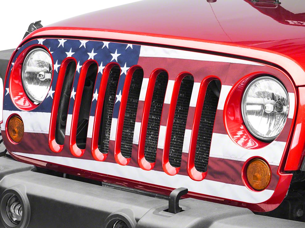 Sec10 Jeep Wrangler Full Color American Flag Grille Decal J105915 (07 