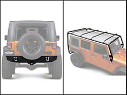 Barricade Trail Force HD Rear Bumper with Roof Rack; Textured Black (07-18 Jeep Wrangler JK 4-Door)