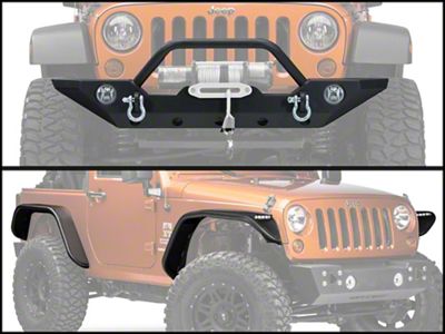 Barricade Trail Force HD Front Bumper with Tubular Fender Flares (07-18 Jeep Wrangler JK)