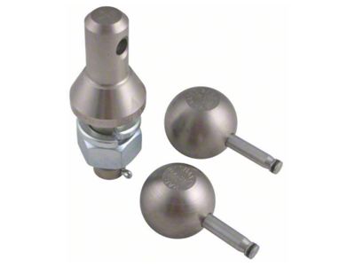 1-Inch Shank Interchangeable Hitch Ball Set; 1-7/8 to 2-Inch; Nickel-Plated Steel