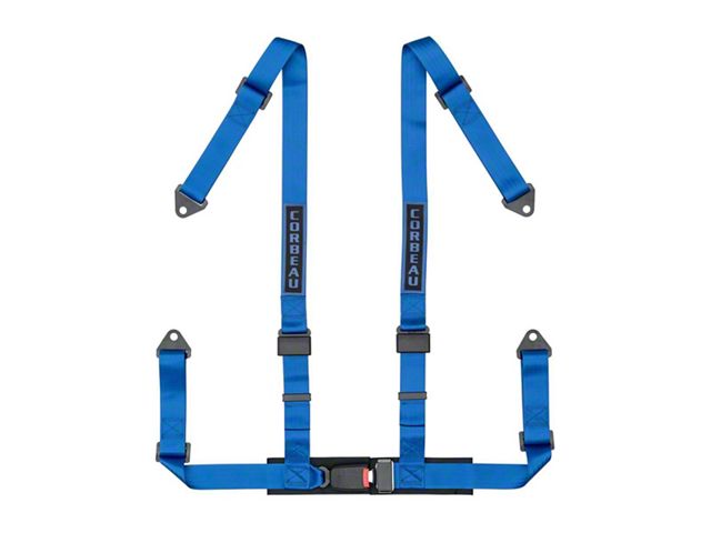 Corbeau 2-Inch 4-Point Bolt-In Harness Belt; Blue (Universal; Some Adaptation May Be Required)