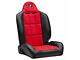 Corbeau Baja RS Suspension Seats; Black Vinyl/Red Cloth; Pair (Universal; Some Adaptation May Be Required)