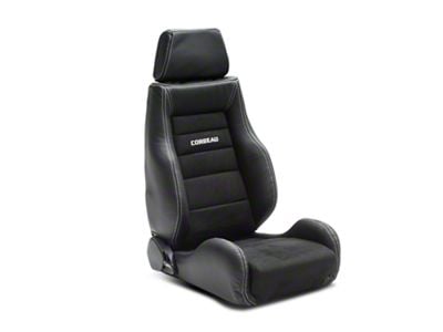 Corbeau GTS II Reclining Seats with Double Locking Seat Brackets; Black Leather/Suede (78-86 Jeep CJ7)