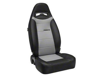 Corbeau Moab Reclining Seats with Double Locking Seat Brackets; Black Vinyl/Grey Perforated Vinyl (78-86 Jeep CJ7)