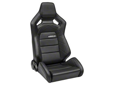 Corbeau Sportline RRX Reclining Seats with Double Locking Seat Brackets; Black Vinyl/Black HD Vinyl (78-86 Jeep CJ7)