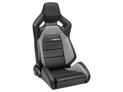 Corbeau Sportline RRX Reclining Seats with Double Locking Seat Brackets; Black Vinyl/Gray HD Vinyl (78-86 Jeep CJ7)