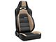 Corbeau Trailcat Reclining Seats with Double Locking Seat Brackets; Black Vinyl/Beige HD Vinyl (78-86 Jeep CJ7)