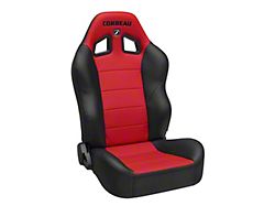 Corbeau Baja XRS Suspension Seats with Double Locking Seat Brackets; Black Vinyl/Red HD Vinyl (20-24 Jeep Gladiator JT)