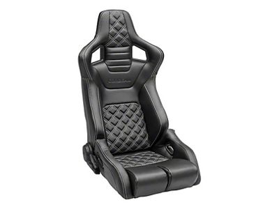 Corbeau Sportline RRB Reclining Seats with Double Locking Seat Brackets; Black Vinyl/Carbon Vinyl/White Diamond Stitch (20-24 Jeep Gladiator JT)